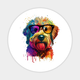 Colourful Cool Golden Doodle Dog with Sunglasses Magnet